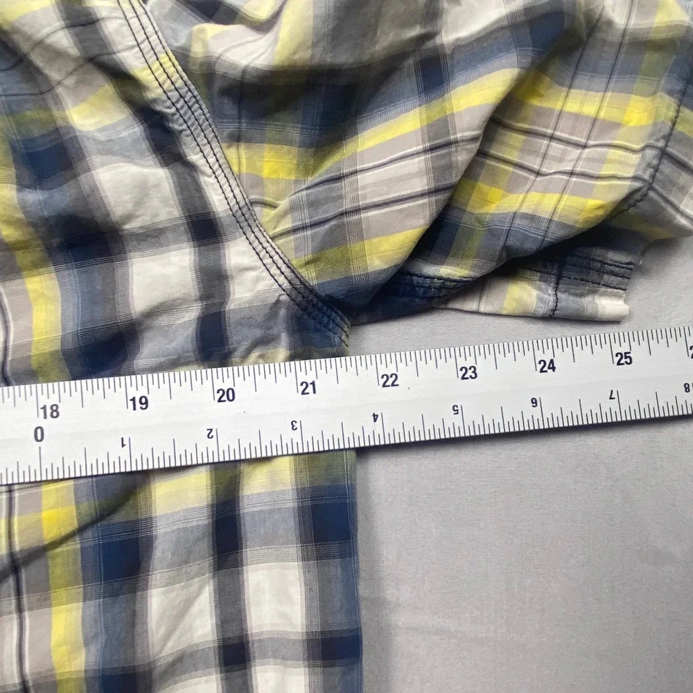 Carhartt Relaxed Fit Plaid Button Down Shirt Mens‎ Medium Yellow Blue Casual